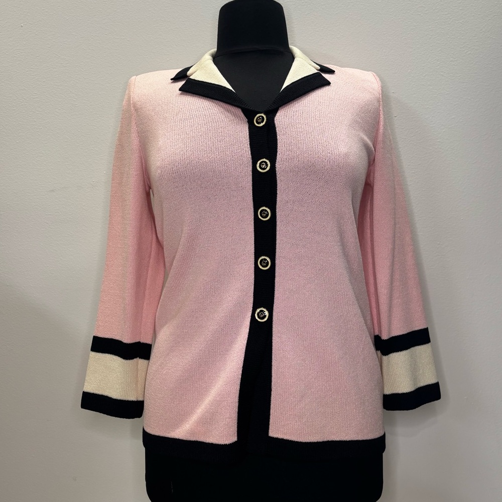 St. John | Santana Knit Jacket (Pink‎ & Black)